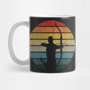 Archery Silhouette On A Distressed Retro Sunset product Mug